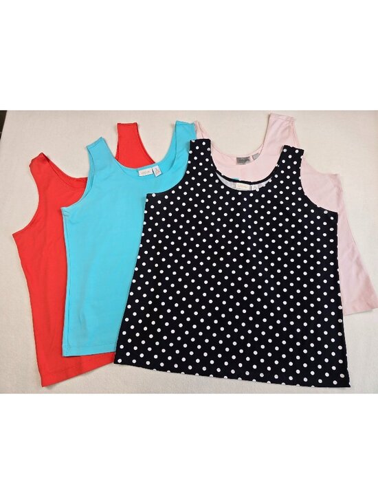 Chico's Tops - Chicos Womens Tank Tops Lot Of 4 Size 3 XL Orange Blue Pink Black/White Dot